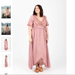 Piper & Scoot The Parklan Embroidered Wrap Dress in Mauve.